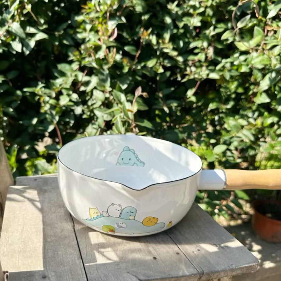 蘑菇屋日式搪瓷锅雪平锅煮泡面汤锅珐琅锅做宝宝辅食热奶锅耐高温