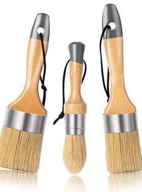 货源油漆刷4件套灰色圆头刷绘画笔刷榉木桦木纯猪鬃