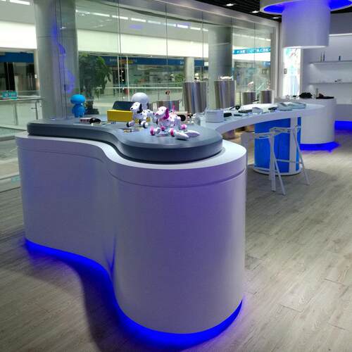 现代货柜柜简约技感电子产品异展示公司展厅设929计木质形烤科漆