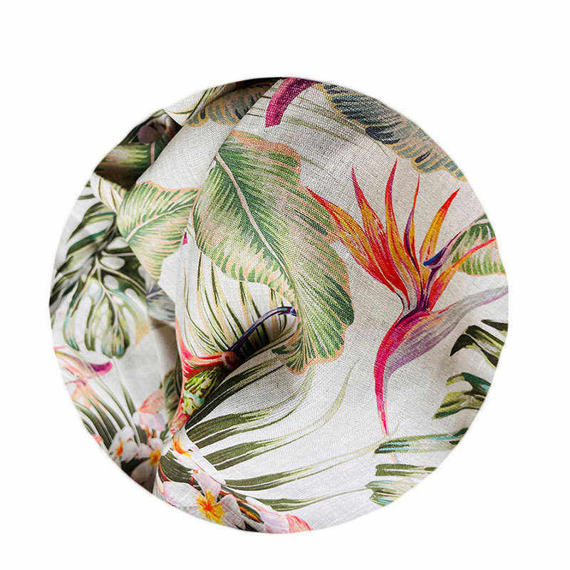 浅色夏威夷风亚麻面料 植物印花亚麻布 101热带风 亚麻,纺织面料/辅料/配套,棉麻面料,淘宝优惠券,粉丝福利购,淘宝优惠卷