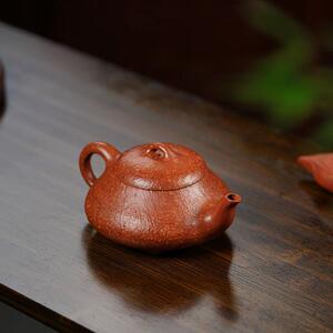 全手工汉棠石瓢紫砂壶名家原矿粗砂红降坡泥茶壶筋纹器茶壶