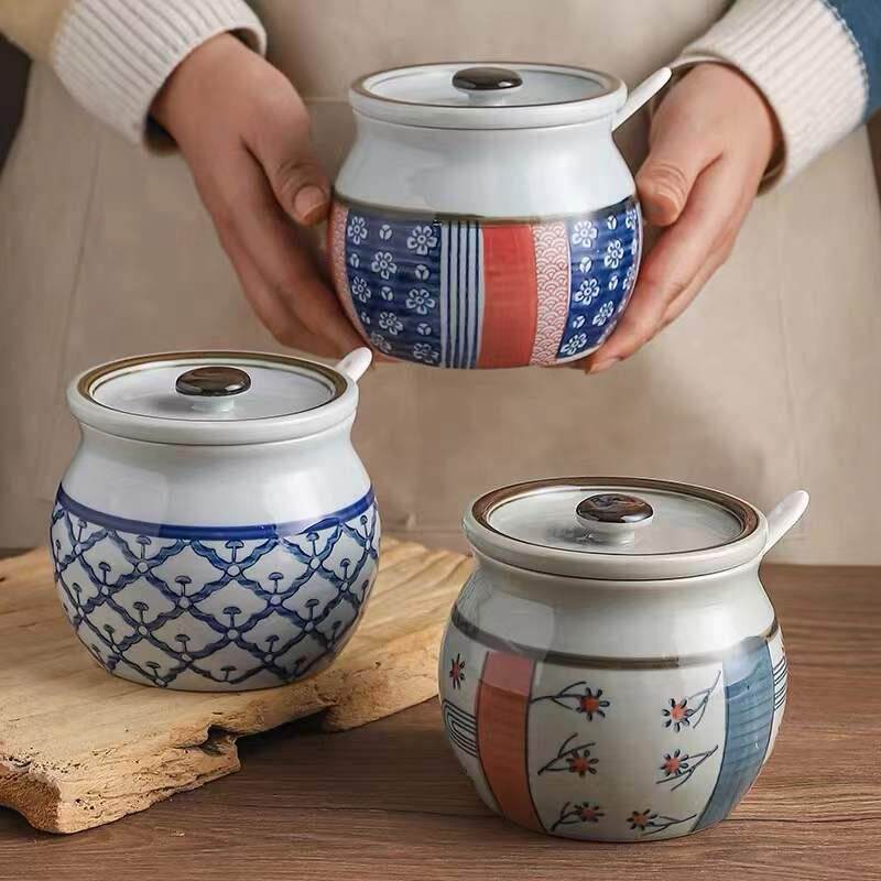 两斤三斤装耐高温日式陶瓷油泼辣罐猪油罐子油渣热油调味罐辣椒油