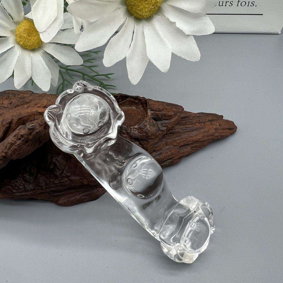 天然白水晶如意顺摆件吉祥如意手把玩件工艺品居家装饰车载小摆件