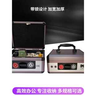 印章箱印鉴盒中号亮银咖啡色铝合金公章盒印章箱印章材料箱子
