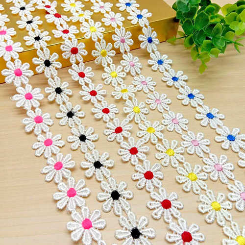 涤光.花边花边水溶彩色25cmdiy 小批发8雏菊服饰辅料瓣涤纶  现货
