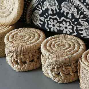 云南草墩矮凳圆凳手工稻草坐墩沙发茶几凳子家用客厅卧室小板凳