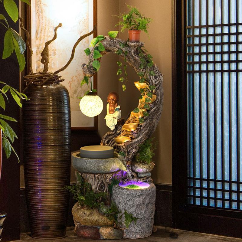 田园流水喷泉水景摆件落地客厅室内花园主题餐厅创意家居装饰品