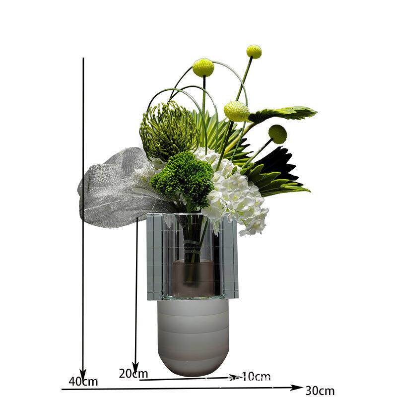 现代轻奢水晶花瓶插花仿真花艺摆件样板间售楼处茶几客厅餐桌摆设