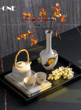 Rzone 中古茶室茶几书房桌面艺术摆件设计师搭配托盘组合软装饰品