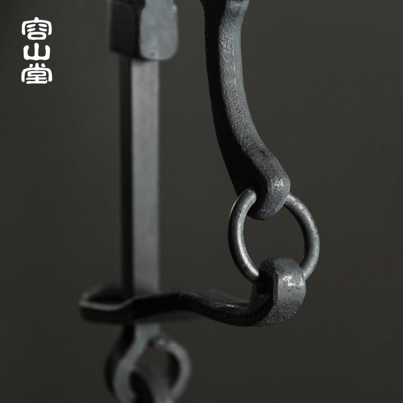容山堂自在钩铁壶悬挂勾铸铁制吊环炭炉手工日式茶席茶道配件