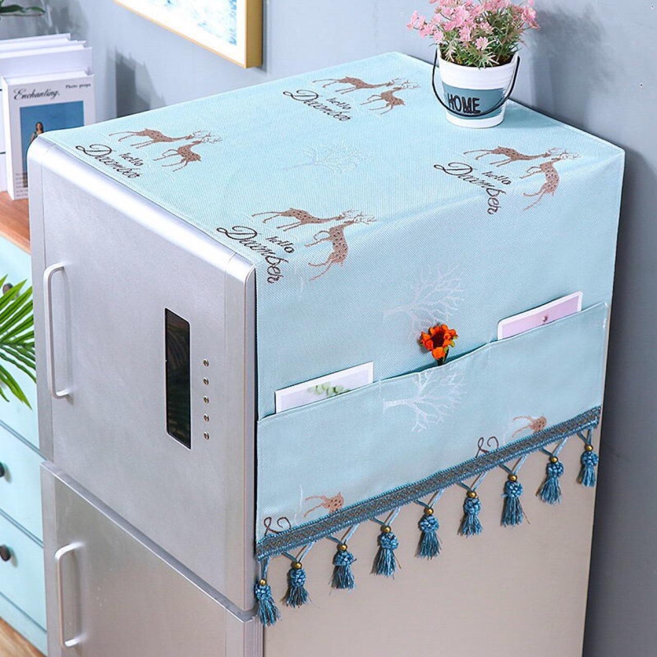 美式冰箱顶盖布防尘罩单双开门可收纳防灰尘盖巾家用高档洗衣机罩