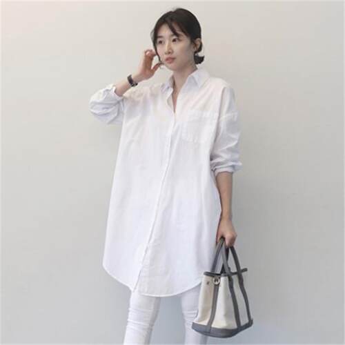 Medium length shirt skirt with white shirt as the base,