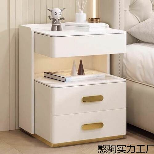 轻奢实木智能床头柜家用收纳柜子简约松木系列-E0级安全环保-免安