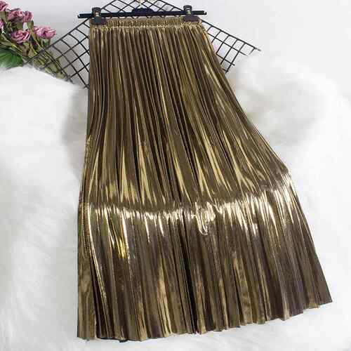 Metallic bright color reflective skirt high waist slimming