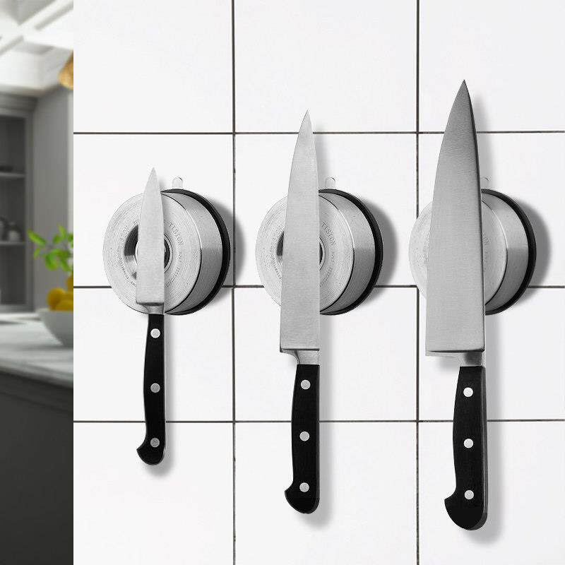 免打孔强磁刀架磁吸圆形刀架吸盘磁性刀架壁挂式磁力不锈钢工具架