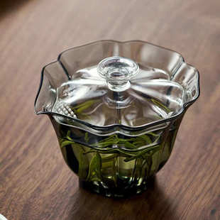 百财盖碗高硼硅玻璃茶水分离泡茶器玻璃盖碗玻璃茶具茶壶