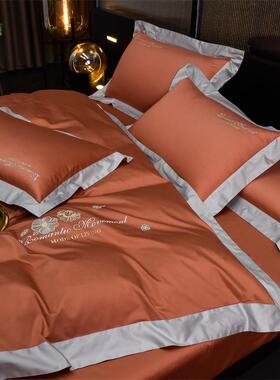 a类长棉贡缎四件套100纯BUD棉全笠棉绒床单被套简床款约酒店床上