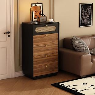 中古风五斗柜客厅沙发边柜墙边收纳柜2025新款卧室床尾抽屉收纳盒