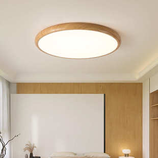 2025新款 中古风胡桃木色普瑞护眼灯超薄书房吸顶灯 卧室房间灯日式