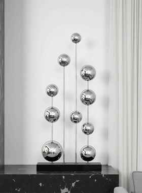 玄关壁龛不锈钢镜面雕塑摆件客厅电视柜售楼部轻奢高级感创意摆设