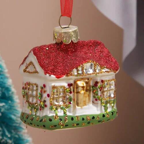 Christmas House e Hanging Ornaments Glass Decorations for
