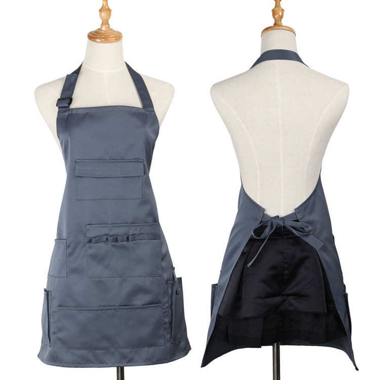 韩版可爱纯色围裙印字广告咖啡店餐厅服务员挂脖围裙工作服