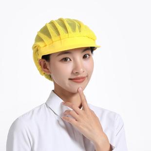 透气网厨师帽女款食堂后厨房防油烟落发食品厂车间餐饮工作帽子男