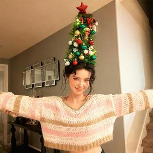 超出片的~头顶圣诞树装饰头饰手工diy圣诞节装饰品氛围感拍照道具