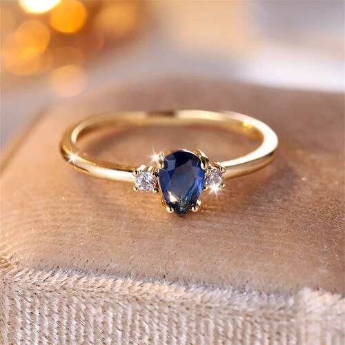 Minimalist Pear Cut Royal Blue Stone Water Drop Zircon Stack