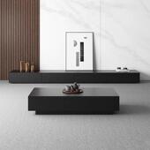 电视柜客厅落地家用黑色现代简约小户型极简茶几电视柜组合地柜子