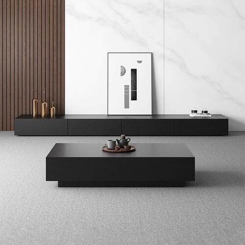 电视柜客厅落地家用黑色现代简约小户型极简茶几电视柜组合地柜子