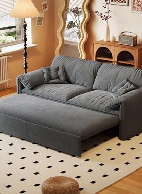 现代简约沙发床户型客厅羽能布艺沙发多功小折AL101480叠绒两用可
