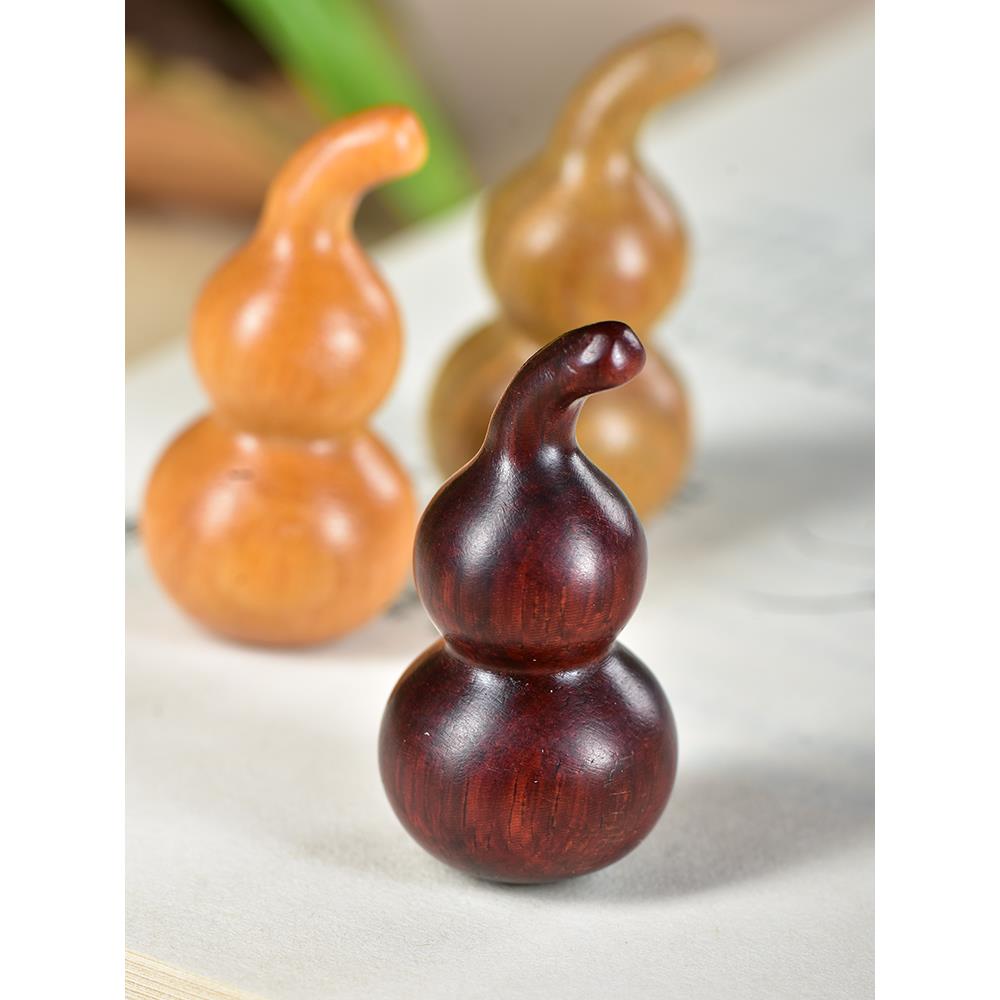 小叶紫檀绿檀木雕葫芦男文玩福禄实木随身把玩件小摆件吊坠手把件