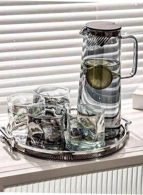 Glass cup set beer cups with tray holder heat-resistant si