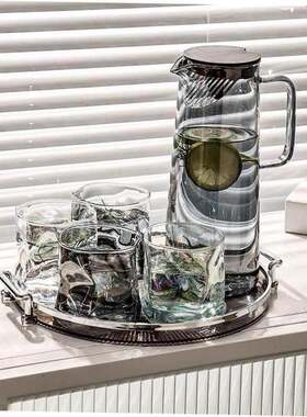 Glass cup set beer cups with tray holder heat-resistant si