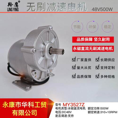 MY527Z48V500W直流无刷速电机割草机马达特殊轴花键轴