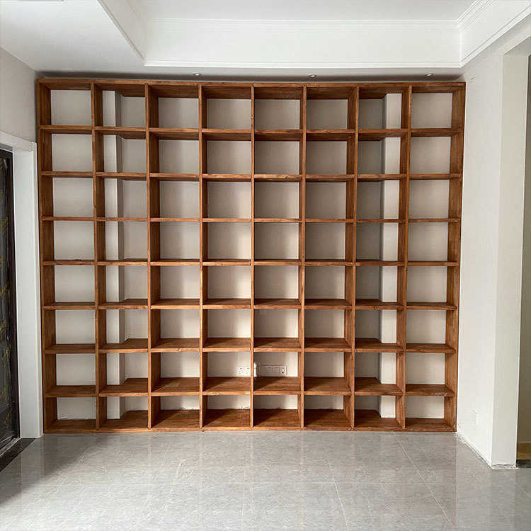 墙架收纳书柜架整展示地格 物博古书架老落实木 满简约架置榆木