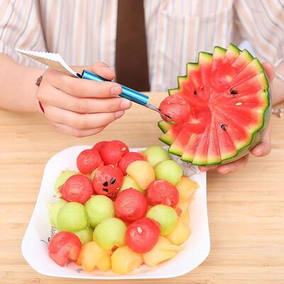 Dual-Head Stainless Steel Fruit Baller Spoon with Fluted Car