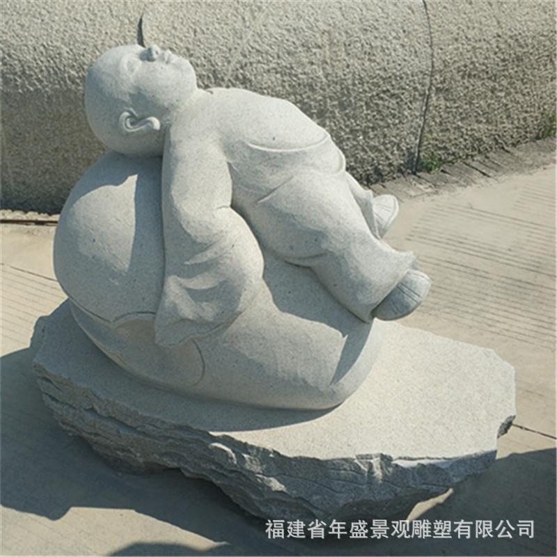 景观雕塑小沙弥石像 城市广场装饰摆件 花岗岩小和尚现货