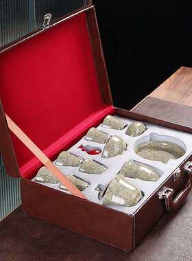 高端金丝铁线传世哥窑汝窑茶具套装中式简约办公家用轻奢送礼茶具