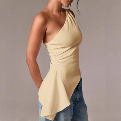 2026 Irregular Backless Slim Color One Shoulder Casual