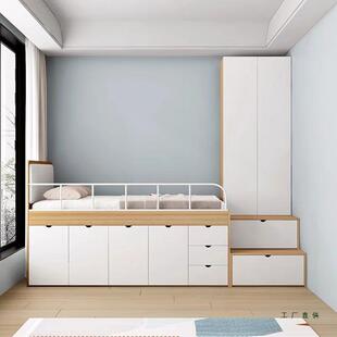 定制小户型儿童半高F986T69M床卧储室物榻组榻米床书架梯柜楼合衣