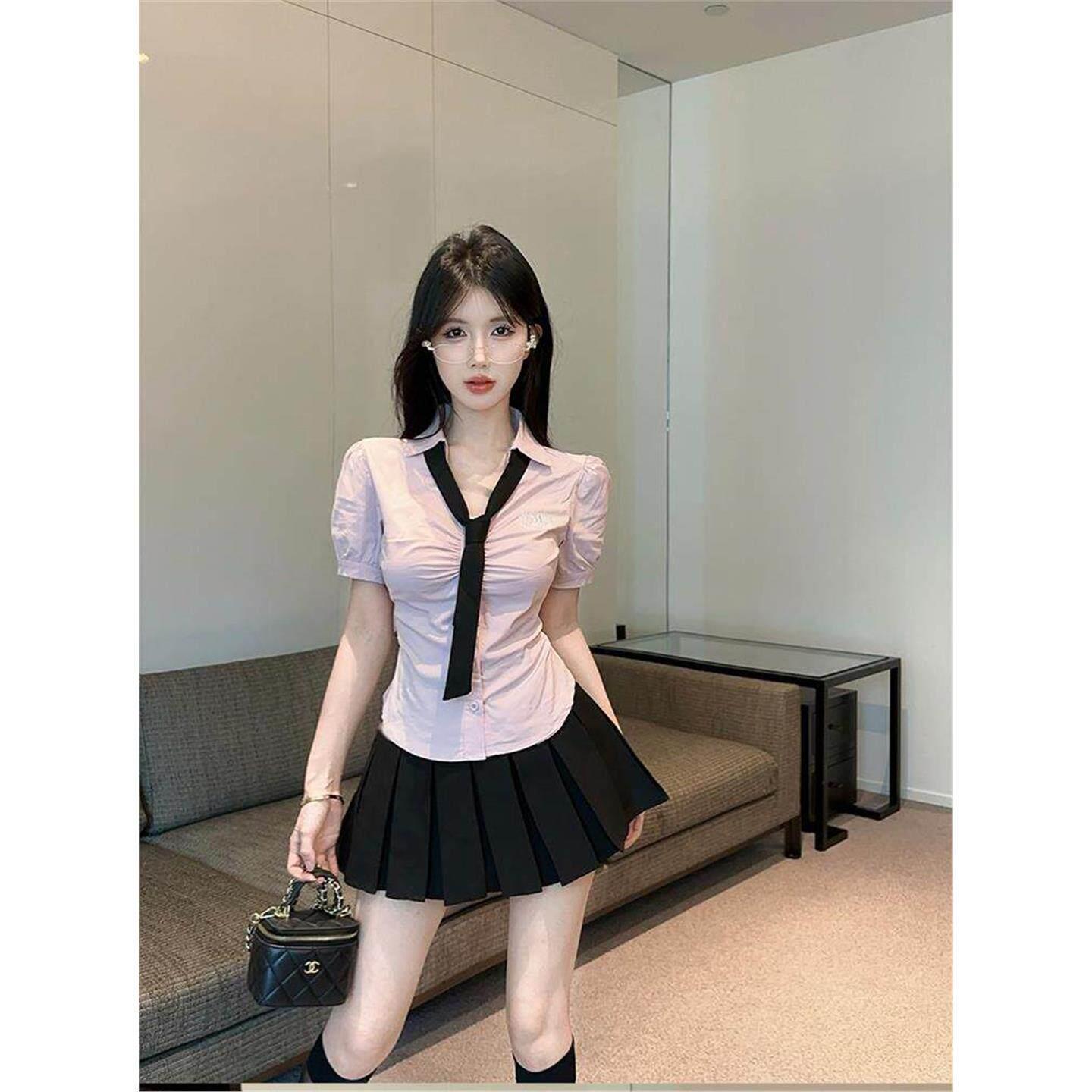 减龄柔式足疗工作服修身显瘦spa技师工衣甜妹粉色衬衫jk制服套装