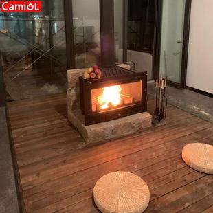 ?壁芯炉家火燃木用取暖器现代欧式 铸铁嵌入烧木真柴LS900炉自建民
