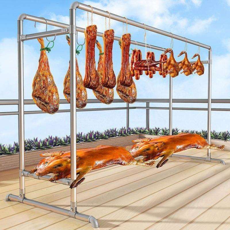 晒腊肉架子腊肠晾晒架挂猪肉架子挂肉支架熏腊肉的架子钢管新