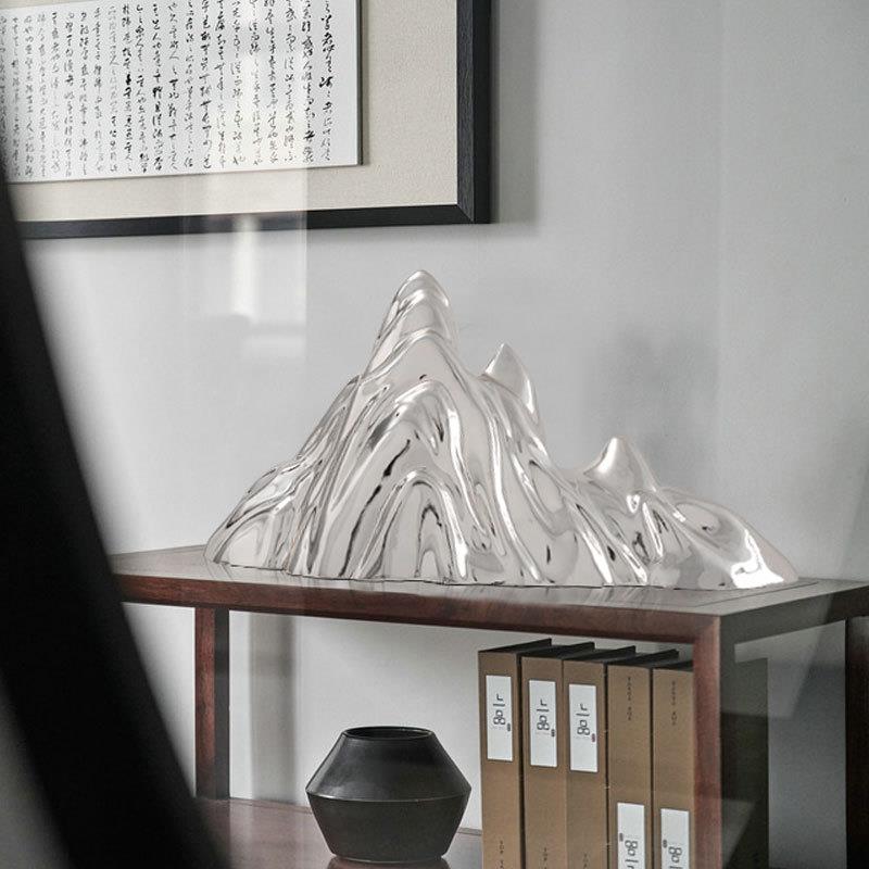 招财金山假山现代简约室内玄关摆设家居公司大堂装饰摆件工艺品