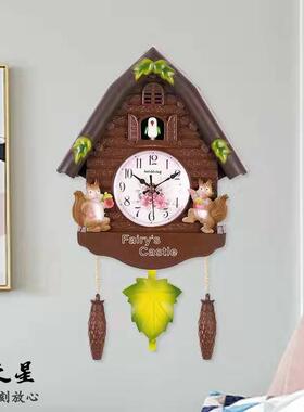 欧式创意布谷鸟咕英咕钟客厅装饰挂钟壁挂XIK报D时钟静挂音石钟Y2
