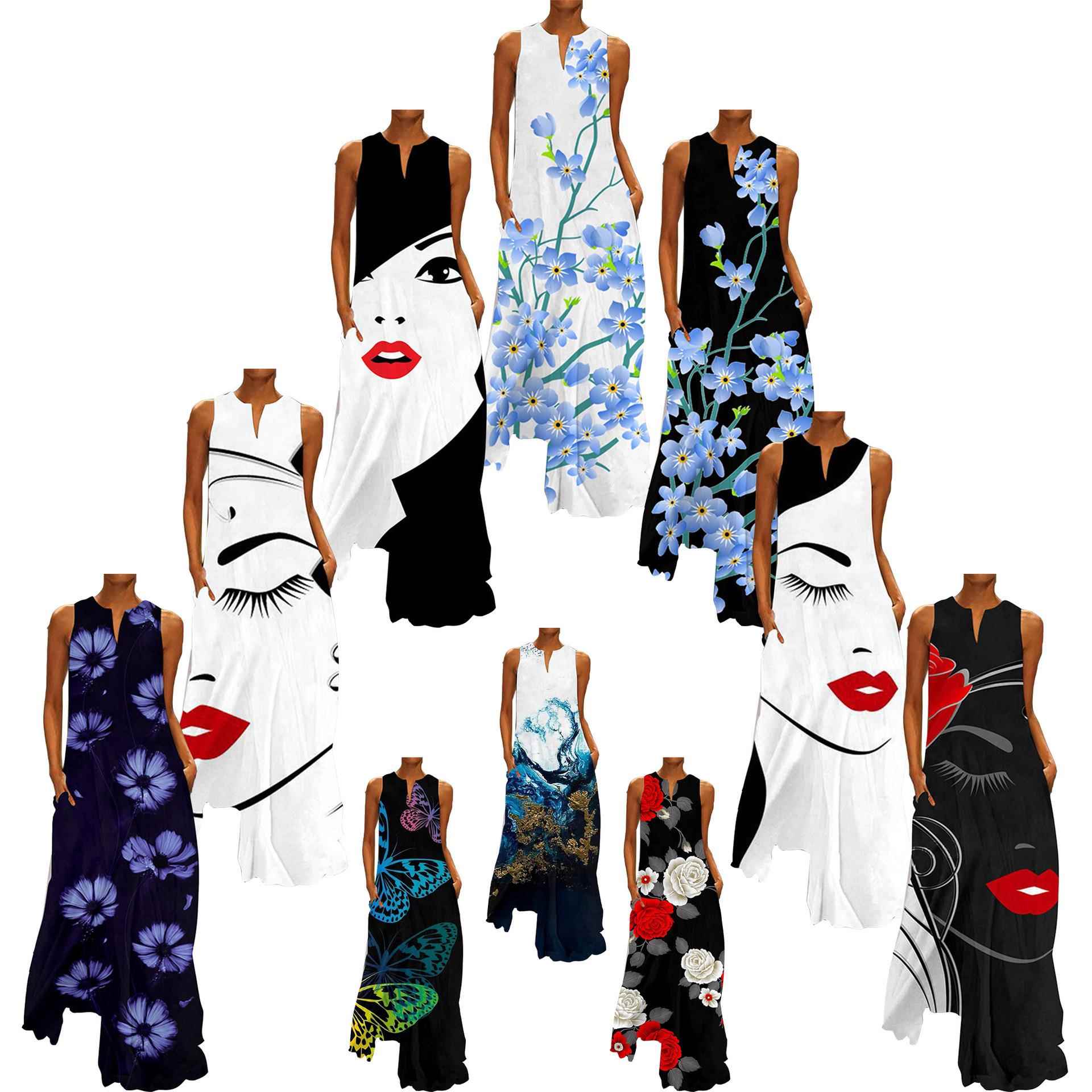 beach dress womens vintage printing party dresses elegant