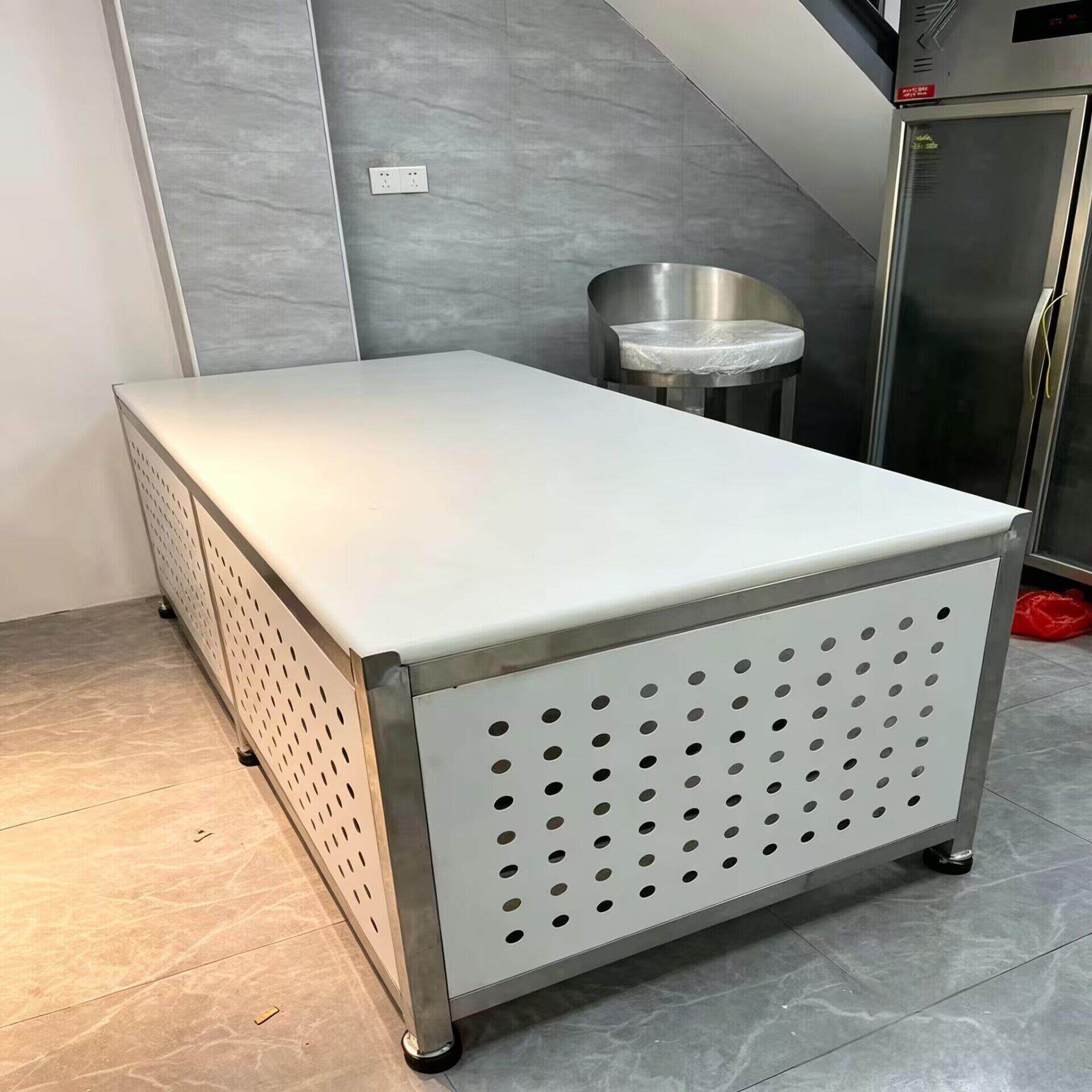 不锈钢猪肉操作台卖肉摆摊不锈钢剁肉台猪肉分割台超市货架强承重