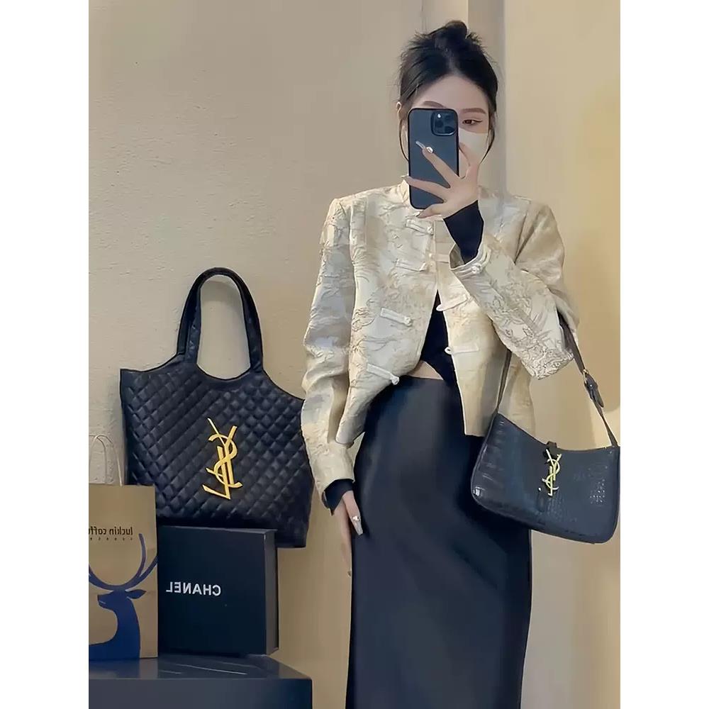 欧洲站新中式国风盘扣短款外套女春装新款高级感气质名媛两件式套
